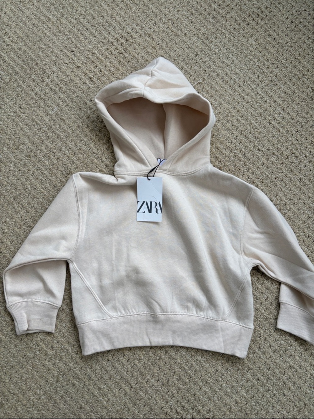 NWT Zara Cream Cropped Sweatshirt Hoodie Size 6